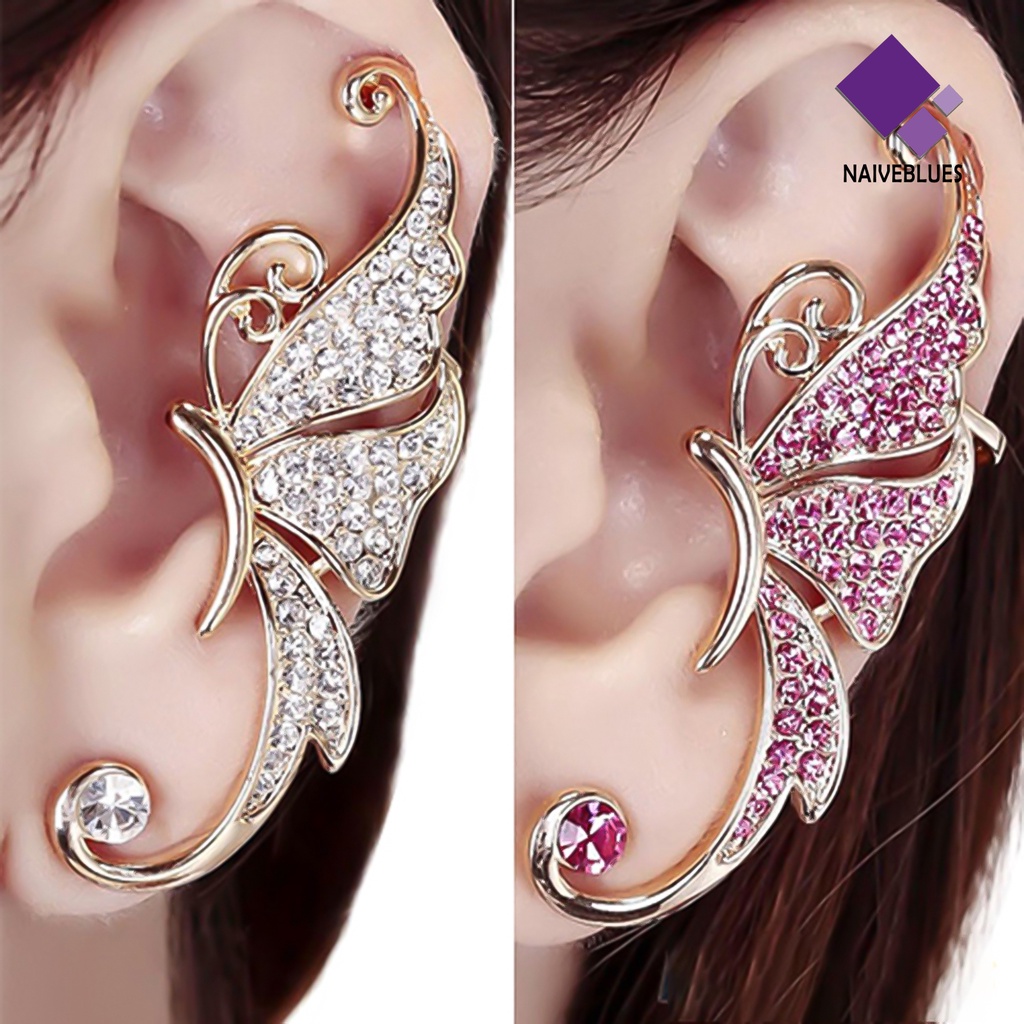 1pc Anting Ear Cuff Bentuk Sayap Kupu-Kupu Untuk Wanita