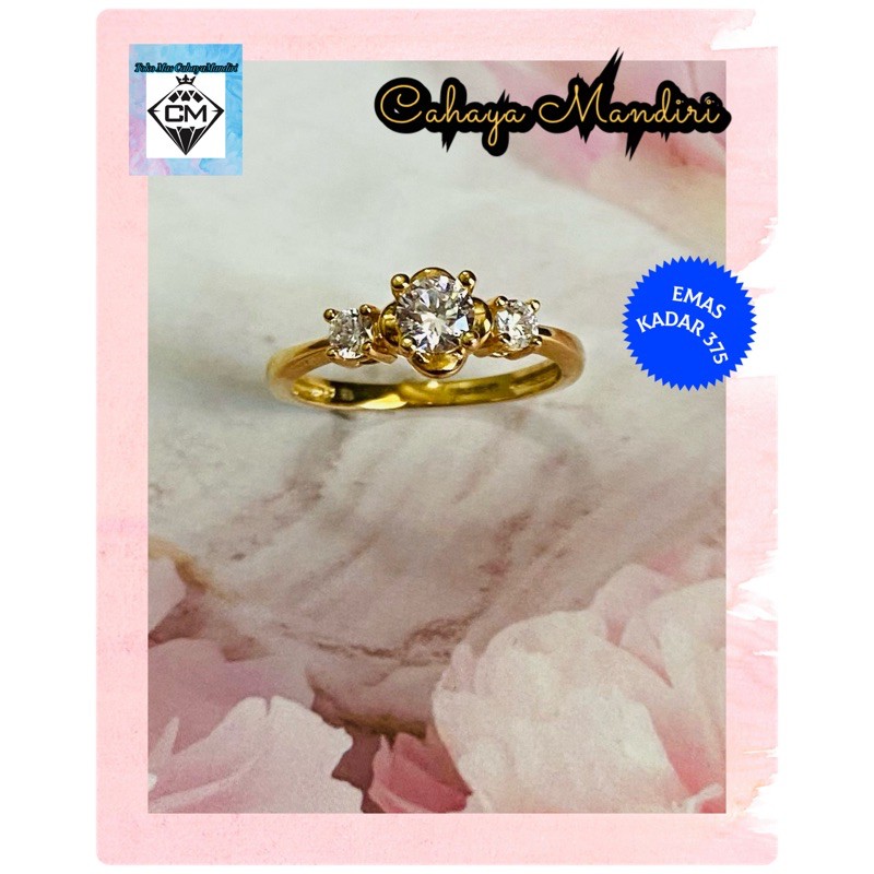 Cincin Emas Halagold Kadar 375 (9K) Berat +/- 2,37 Gram