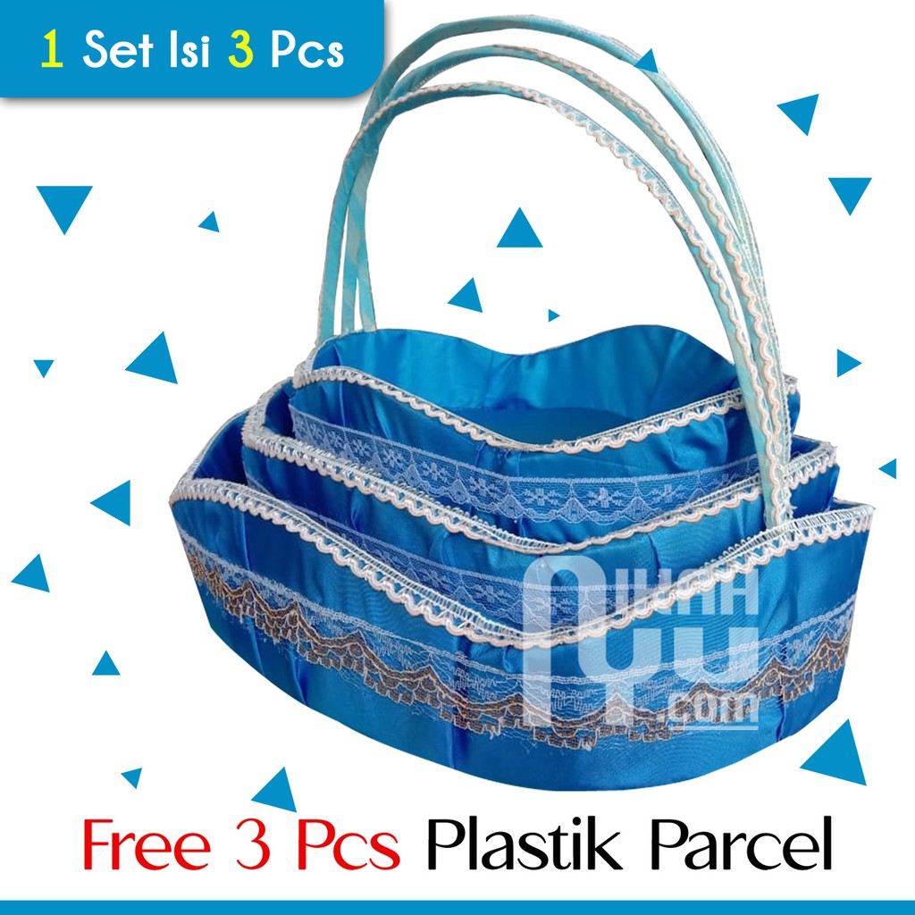 Keranjang Hantaran / Seserahan Pernikahan Warna Biru + Free 3 Pcs Plastik Parcel