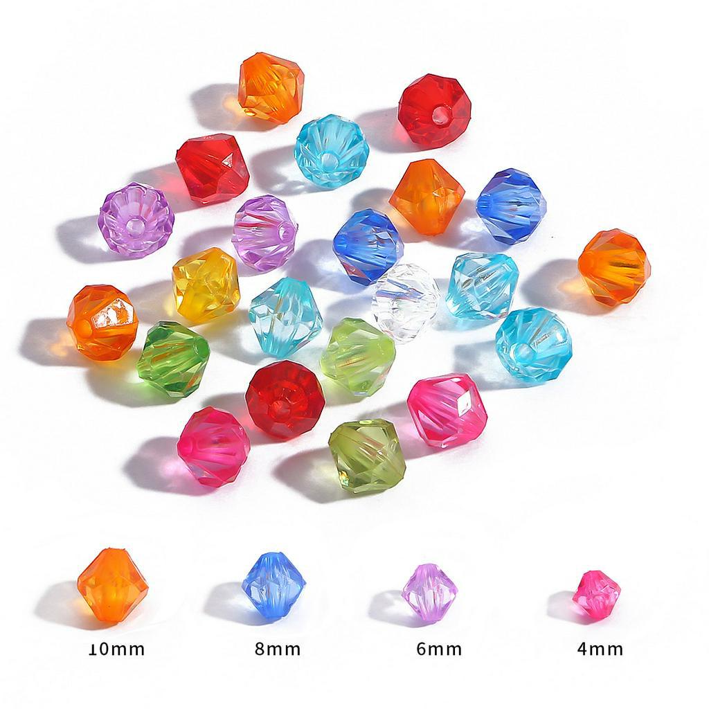 50-500pcs 4 / 6 / 8 / 10mm Manik Kristal Akrilik Bulat Warna Campur Untuk Membuat Perhiasan Diy 5301