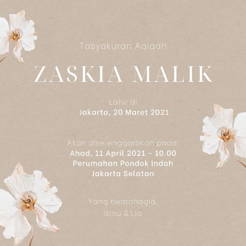 Undangan tasyakuran / aqiqah bayi