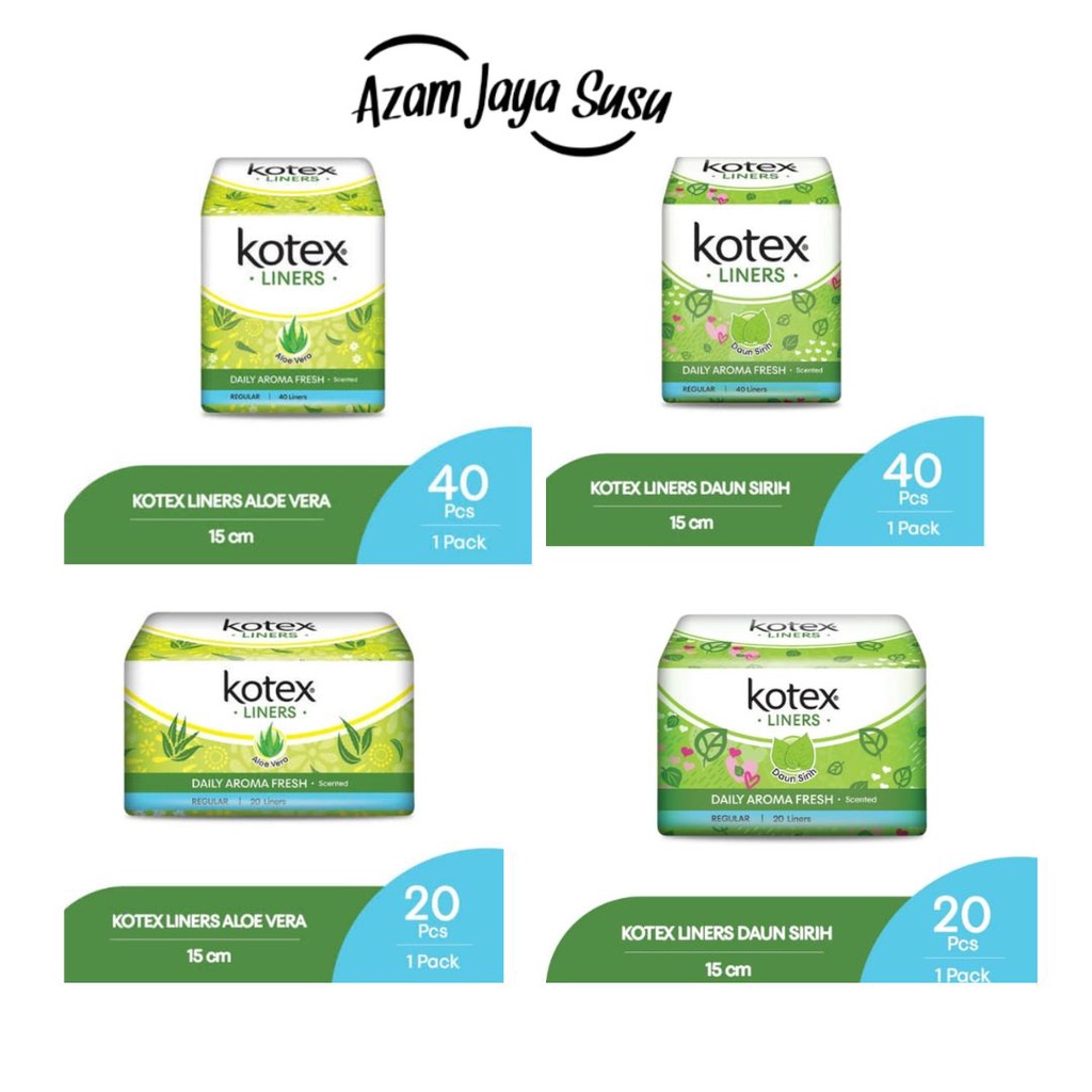 Kotex Liners Aloe Vera | Liners Daun Sirih | Panty Liner | Azzam Jaya Susu