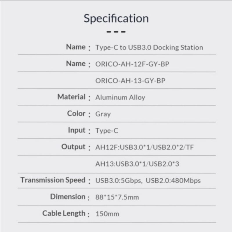 ORICO AH13 USB TypeC Hub to USB 3.0 * 1 Port + 2.0 * 3 Ports AH-13