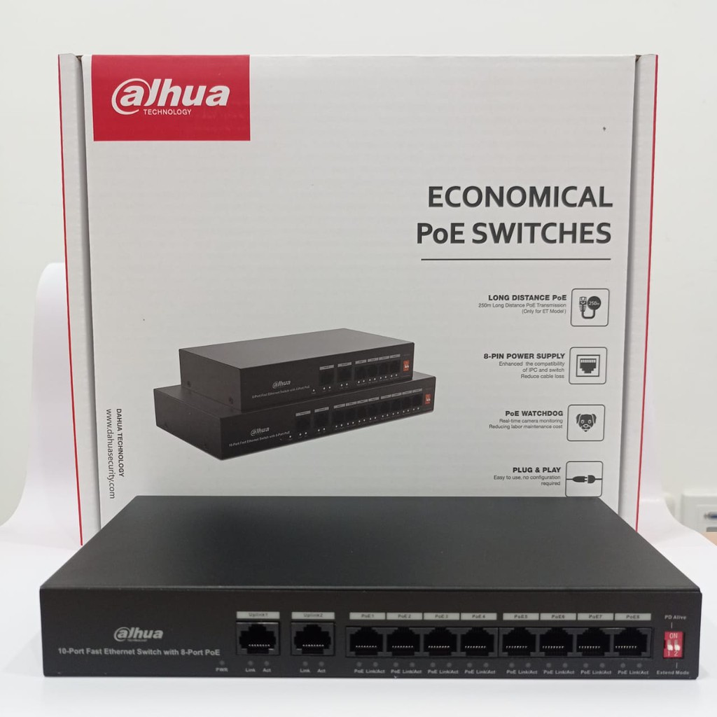 Jual Dahua DH-PFS3010-8ET-65 - 8 Port PoE + 2 Port Uplink | Shopee ...