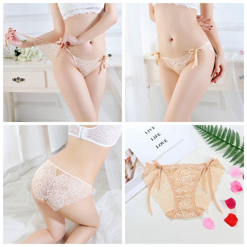 Celana Dalam Brief Wanita Renda G String Seksi Cd Berongga Pinggang Rendah Celana Lace ukuran Besar 3C221