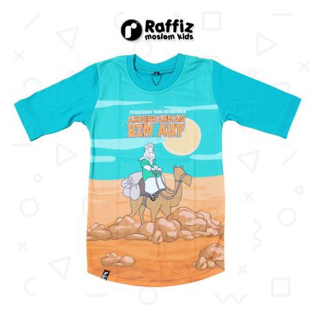 Raffiz - Kaos Anak Cowok Model Kurta Lengan 3/4 - Karakter Pejuang Islam Abdurrahman Bin Auf