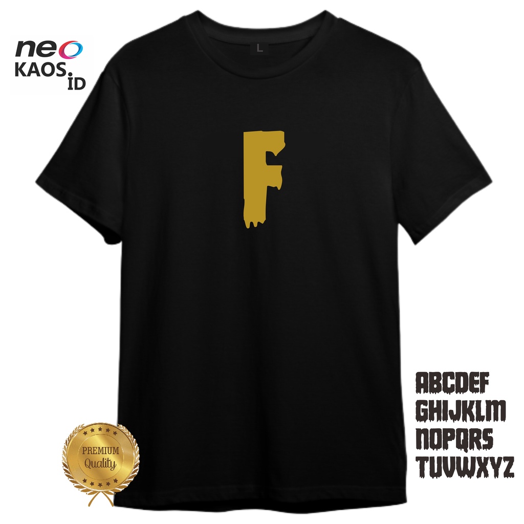 KAOS HURUF NAMA EMAS INISIAL BAJU COUPLE PRIA DAN WANITA / SOFT PE