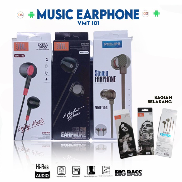 Handsfree VMT Series / Music Earphone Super Mega Bass