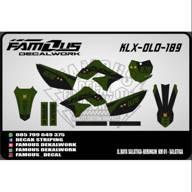 dekal kawasaki klx ijo army doff