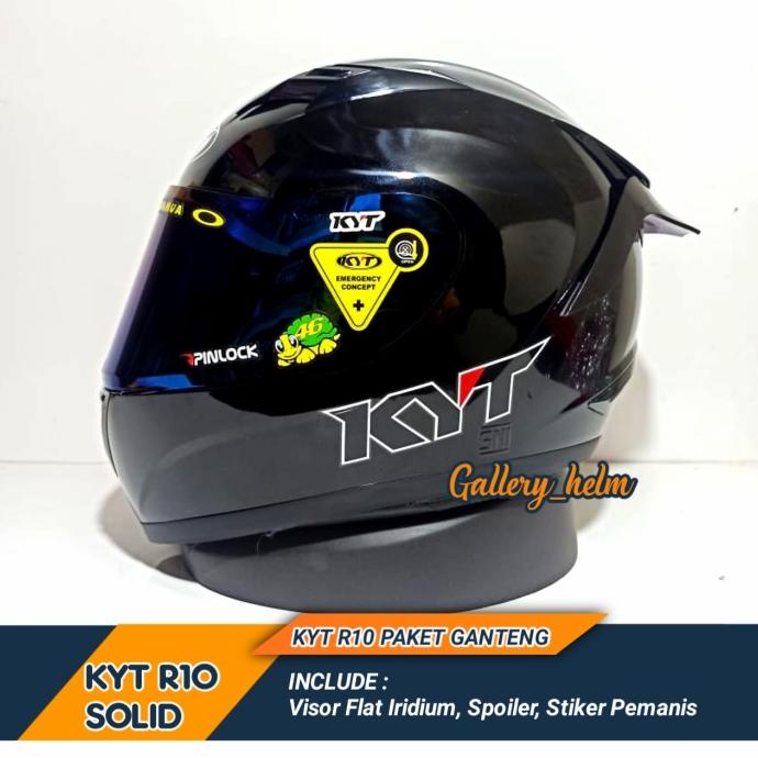 (Paket Ganteng) Helm Kyt R10 Hitam Glossy | Helm Kyt Full Face