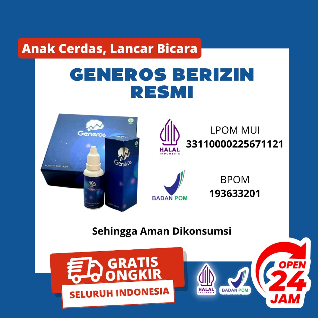 3 BOX GENEROS 100% ORIGINAL 3 BOX | Vitamin Nutrisi Otak Anak Speech Delay Ori Telat Bicara Ampuh Menutrisi Otak Anak Secara Alami Tanpa Efek Samping Mencerdaskan Anak GENEROS