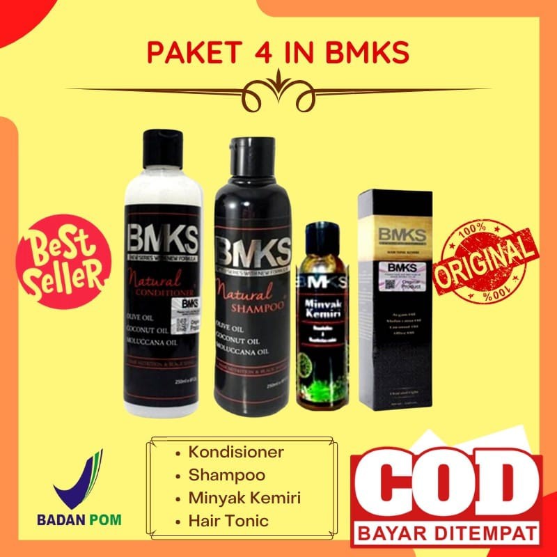 PAKET BMKS 4IN1 SHAMPO CONDITIONER MINYAK KEMIRI HAIR TONIC PENUMBUH RAMBUT BOTAK PENYUBUR RAMBUT TREATMENT RAMBUT