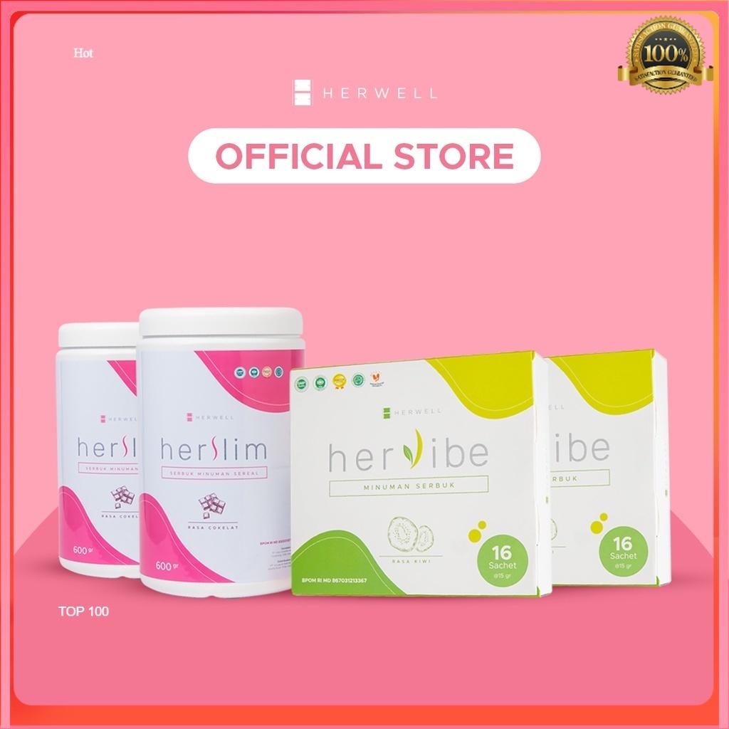 Bundling 4pcs - Herslim Susu diet 2pcs + Hervibe 2pcs GRATIS SHAKER Herwel BPOM HALAL ORIGINAL ORI OFFICIAL STORE Herwell ASLI