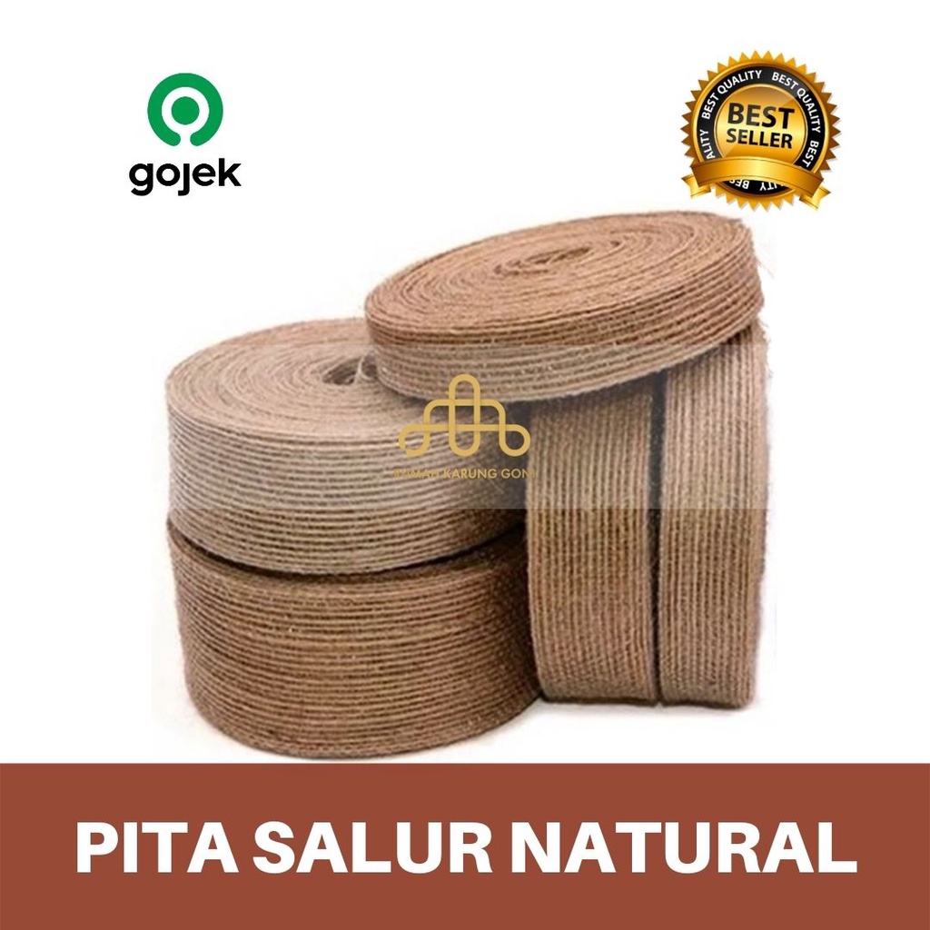 Pita Goni Salur Natural Lebar 1cm 2cm 3cm 3,8 cm - Pita Imlek Hampers - Pita Kado - Tali Pita Kain - Pita Souvenir