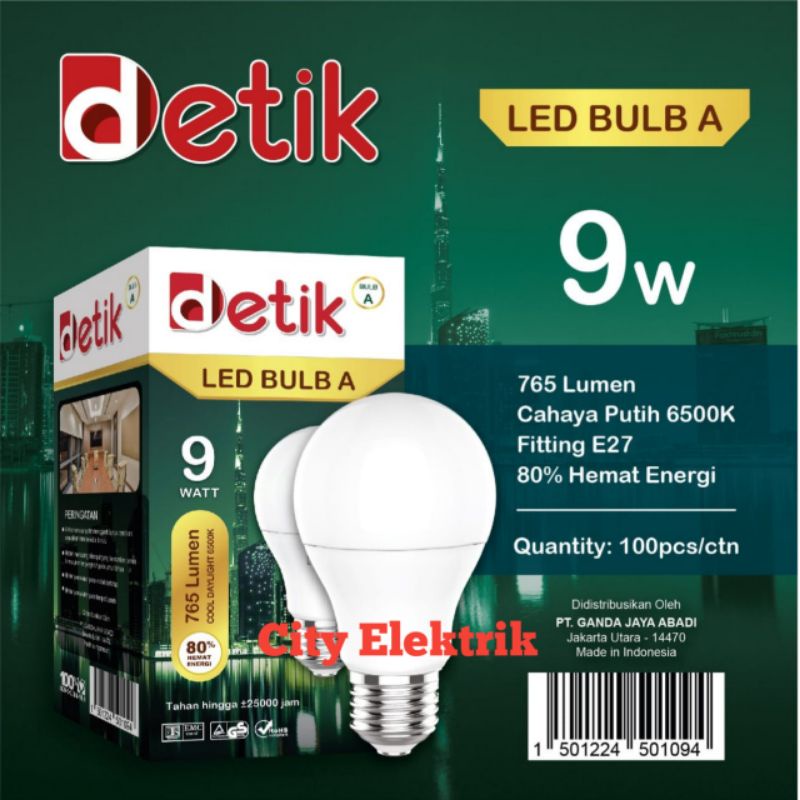 PAKET BELI 2 GRATIS 1 LAMPU LED DETIK BULB A 9 Watt / Super Terang / PAKET PROMO / BERGARANSI 1 TAHUN