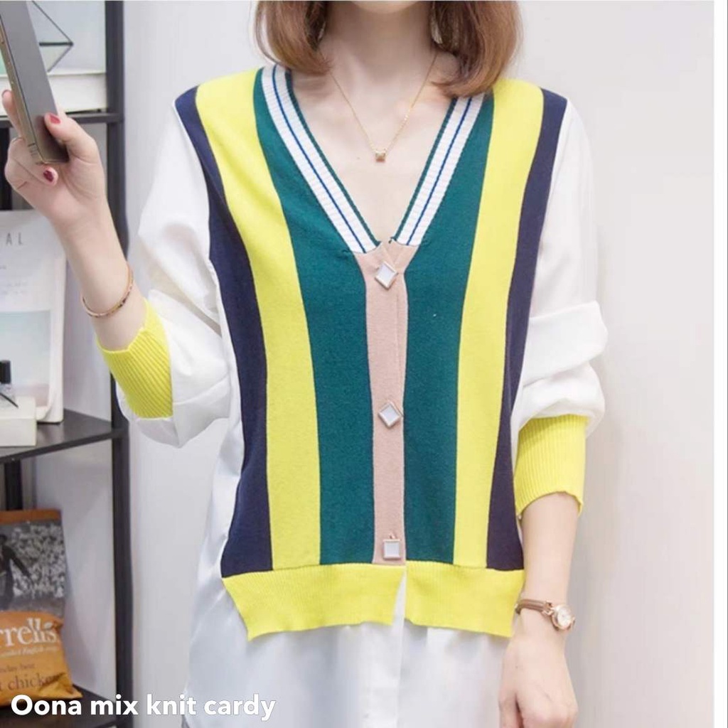 Oona mix knit cardy - Thejanclothes