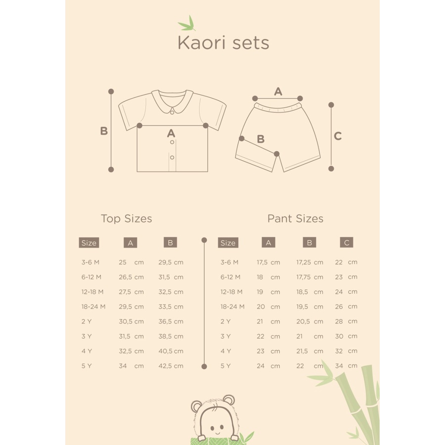 Bamboo and Bub - Kaori Sets - Baju Lengan Kaki Pendek Anak Bayi Balita Bambu Sailor Rumahan Santai Pajamas Pyjamas Adem