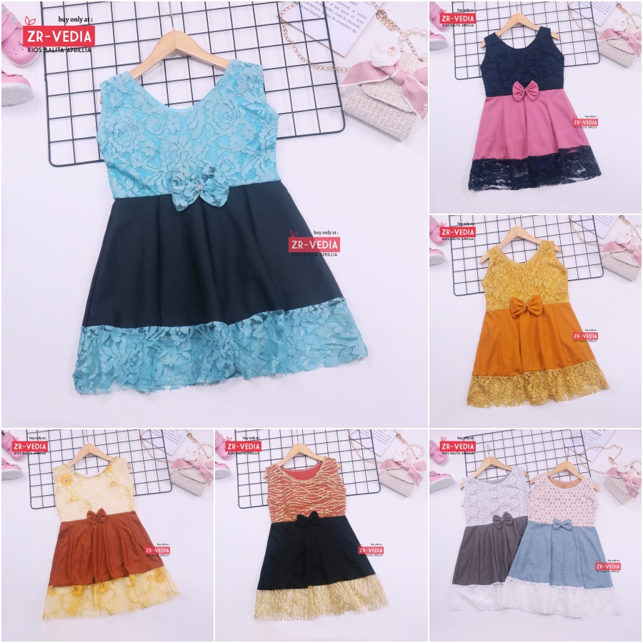 Dress Zulfa uk 4-5 Tahun / Baju Brukat Import Dres Brokat Anak Perempuan Pakaian Balita Cewek