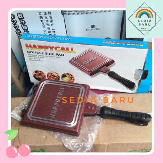 Cetakan cake satay DOUBLE SIDE PAN happy call , panggangan sosis cetakan waffle stick