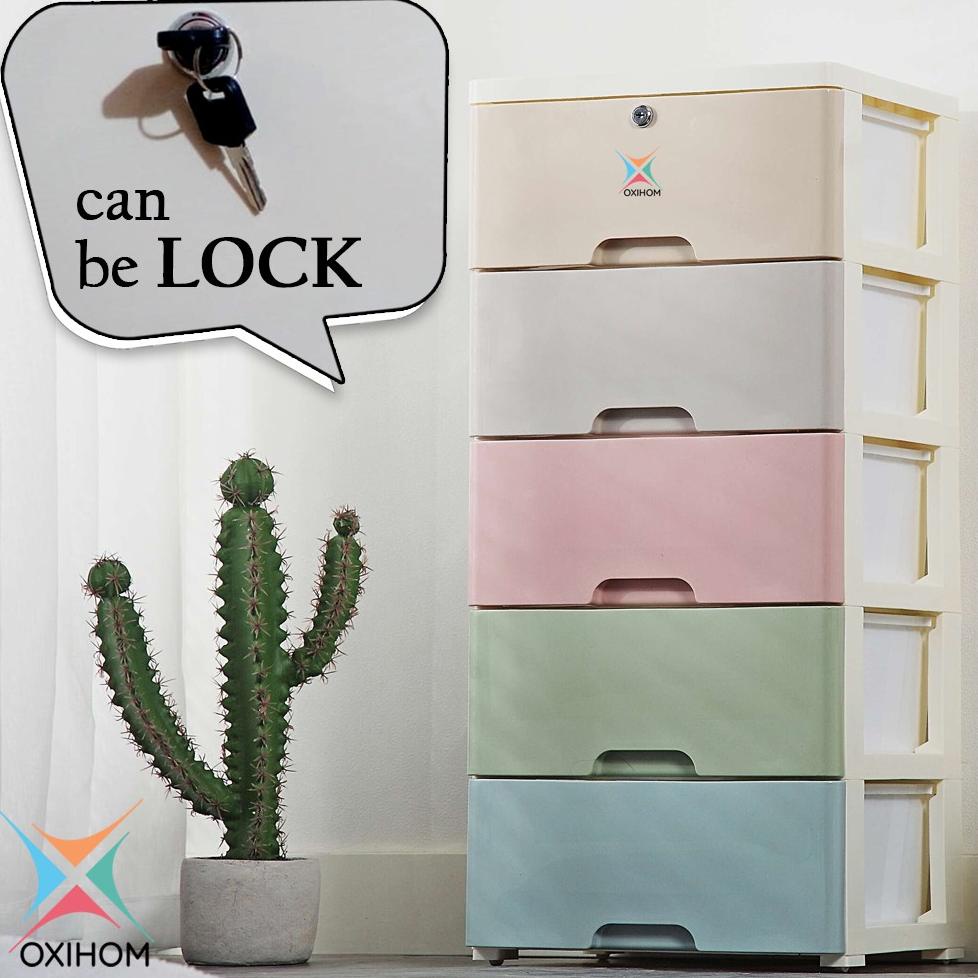 OXIHOM LEMARI PLASTIK LEMARI PAKAIAN LACI PLASTIK KABINET DRAWER STORAGE CABINET TERMURAH.,.,.,..,