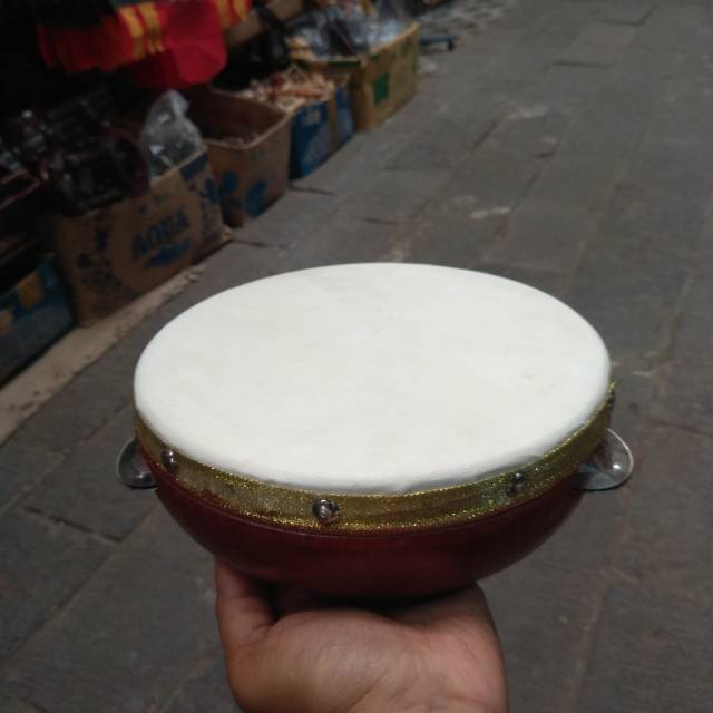 REBANA ECREK UKURAN DIAMETER 20 CM BAHAN KULIT KAMBING DAN KAYU MAHONI - ALAT MUSIK QOSIDAH MURAH