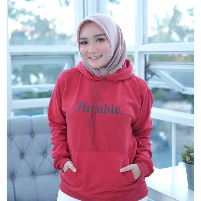 SWEATER HOODIE HUMBLE MERAH SIZE M-L-XL UNISEX