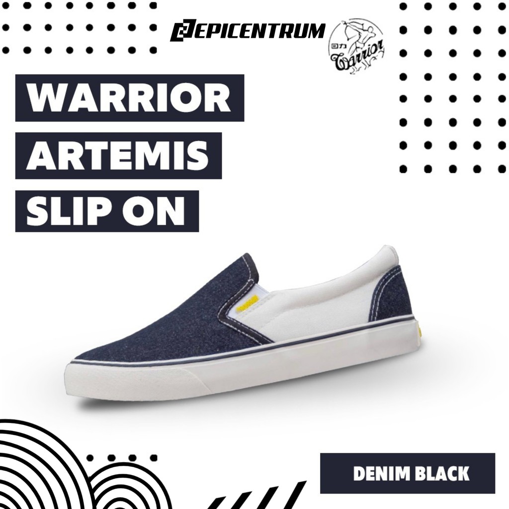 SEPATU WARRIOR ARTEMIS SLIP ON DENIM BLACK