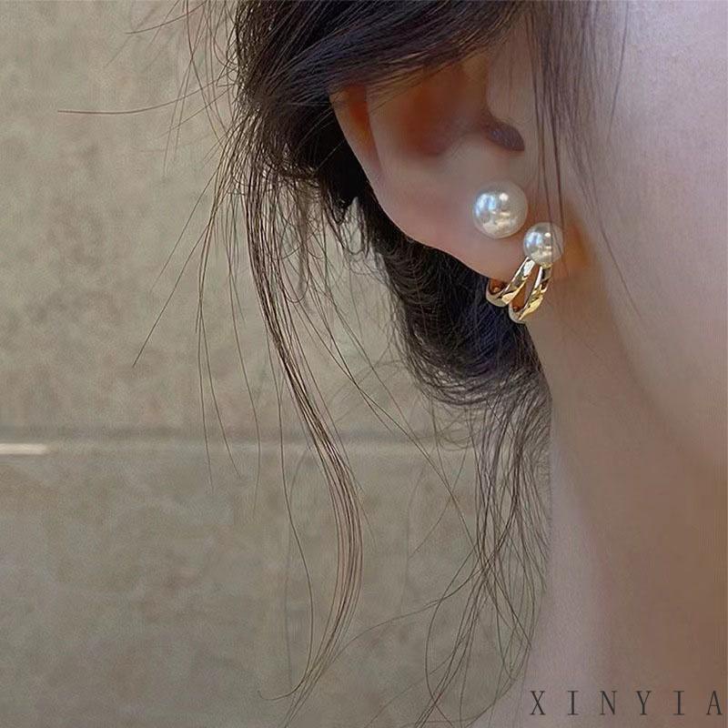 Anting Stud S925 Silver Needle Aksen Mutiara Gaya Korea Untuk Wanita