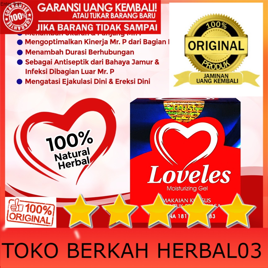 100% ASLI Loveles - Loveless Moisturazing Gel Asli Obat Pria Oles Herbal Alami