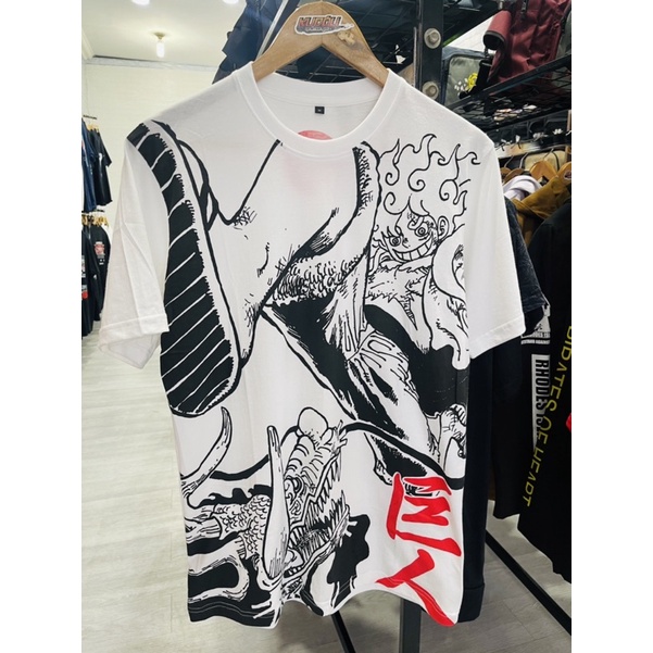 Tshirt Luffy Nika vs Kaido Fullprint Anime Manga One Piece Premium Unisex