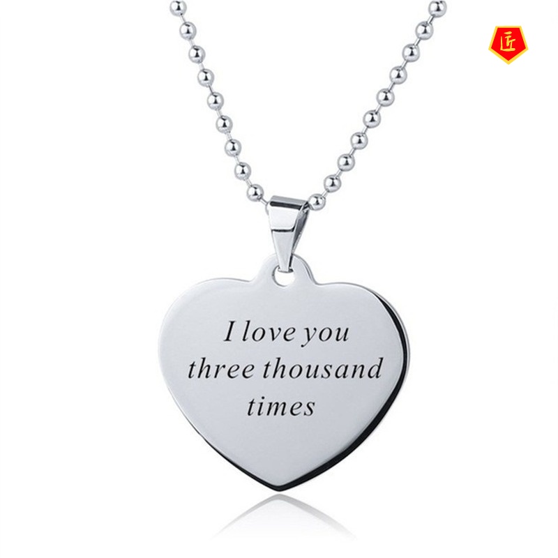 [Ready Stock]Creative Necklace European and American Heart-Shaped Pendant Commemorative Plaque