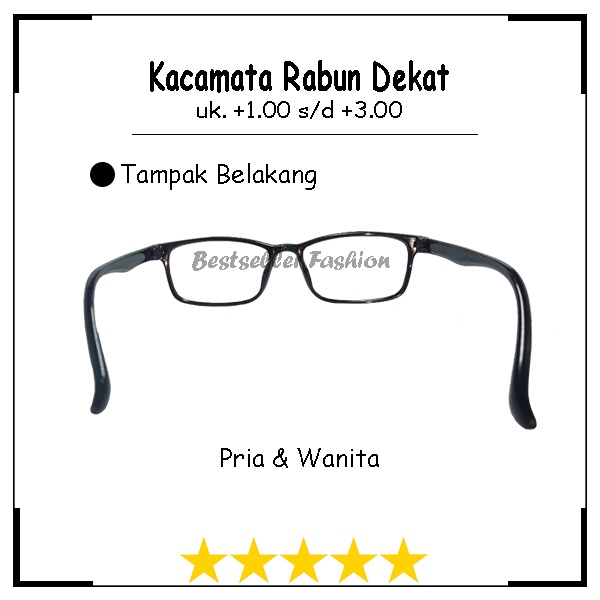 Kacamata Lensa Plus (+) Bingkai Hitam Kotak Kacamata Baca Rabun Dekat Uk. +1.00 s/d +3.00 Pria dan Wanita NOCASE