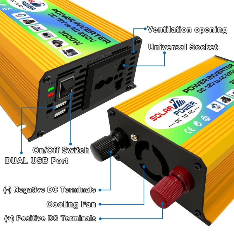 Car Power Inverter Pure Sine Wave DC 12V to AC220V 3000W -  - kuning