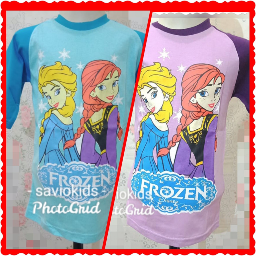 KAOS ANAK PEREMPUAN RAGLAN FROZEN BIRU UNGU