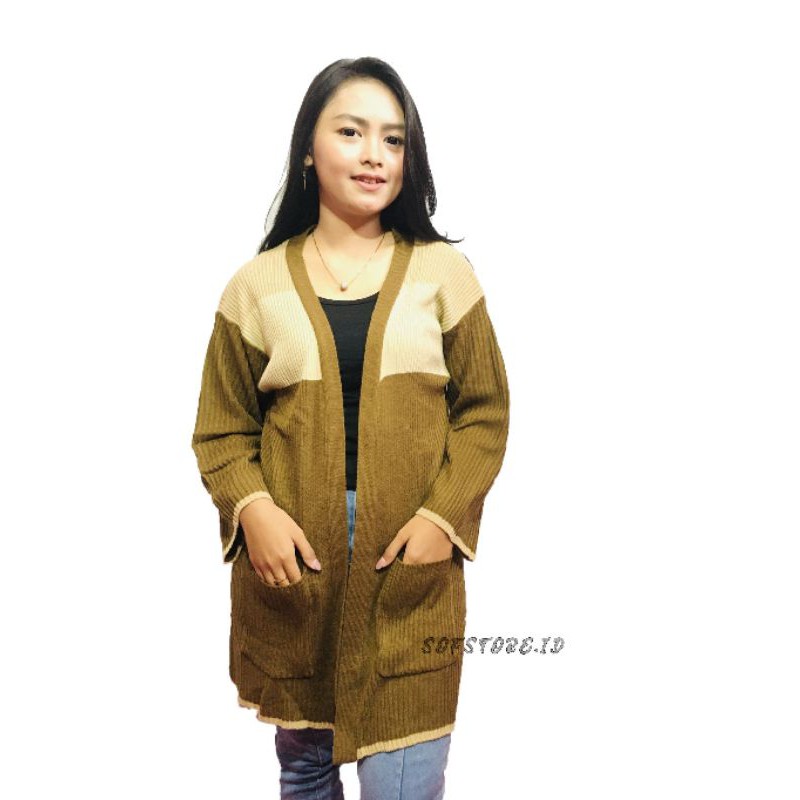 KARDIGAN BELLE RAJUT OVERSIZE /Cardigan Rajut Wanita/LONG OUTER