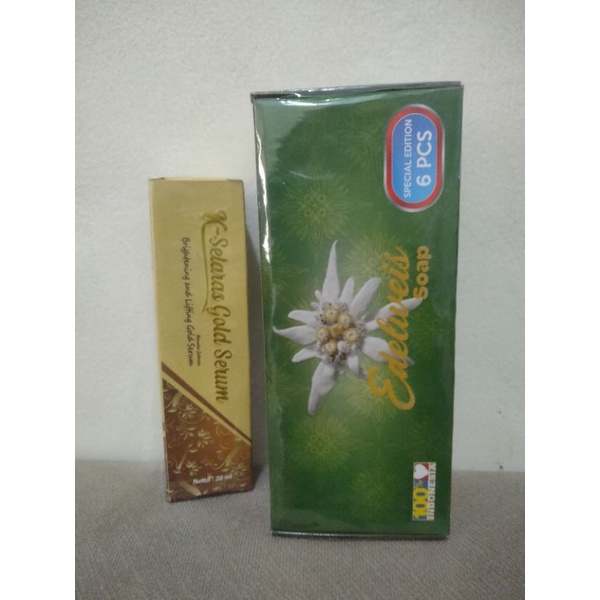 Promo Serum Gold Kanaka Selaras dan 1 box isi 6 pcs sabun Edelweis