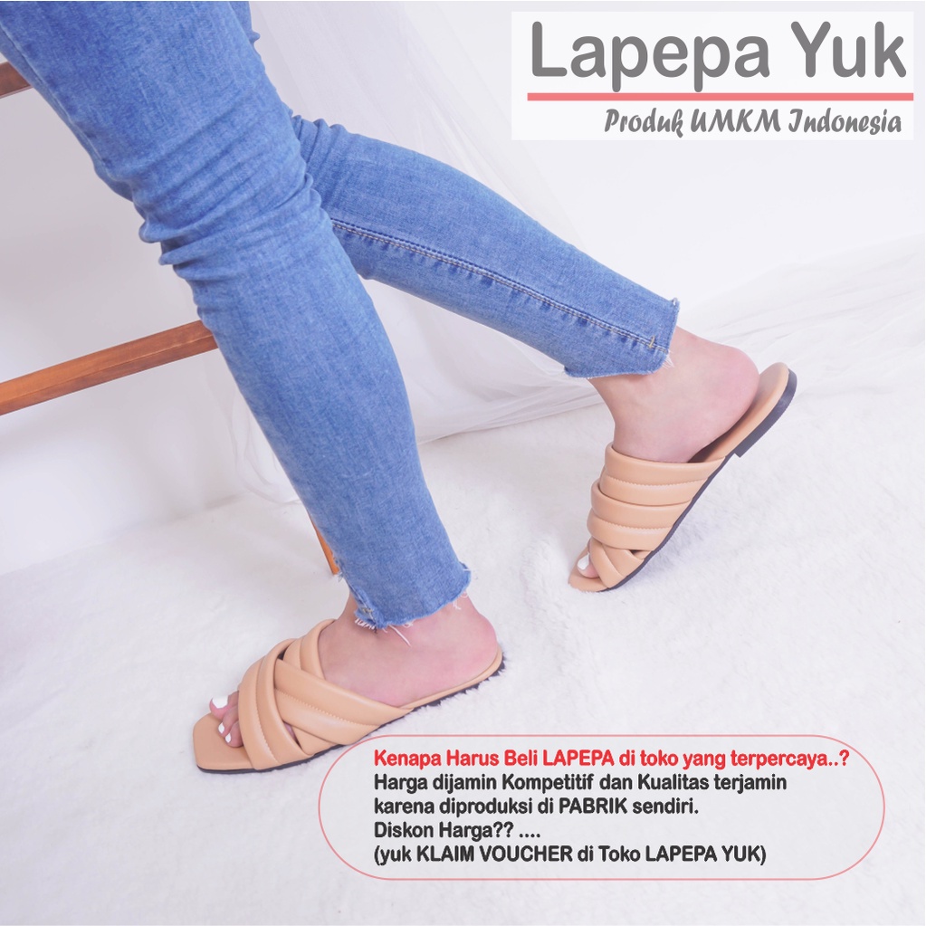 LAPEPA YUK - Sandal Wanita Teplek SHEILA ALL COLOR Sendal Cewek Flat Kasual Model Silang 3 Unik Size 36 37 38 39 40 Lucu Jalan Casual Santai Rumah Slop Warna Hitam Putih Sandals Pergi Selop Premium Original Kekinian Terbaru Shoes Mall Official Store