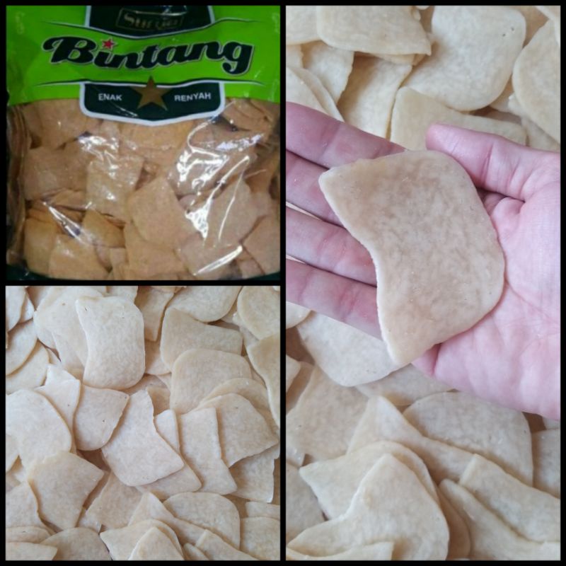 ✔MURAH Kerupuk Udang BESAR Asli Sidoarjo Bintang Tanpa Jemur REPACK 250gr / Kerupuk Udang