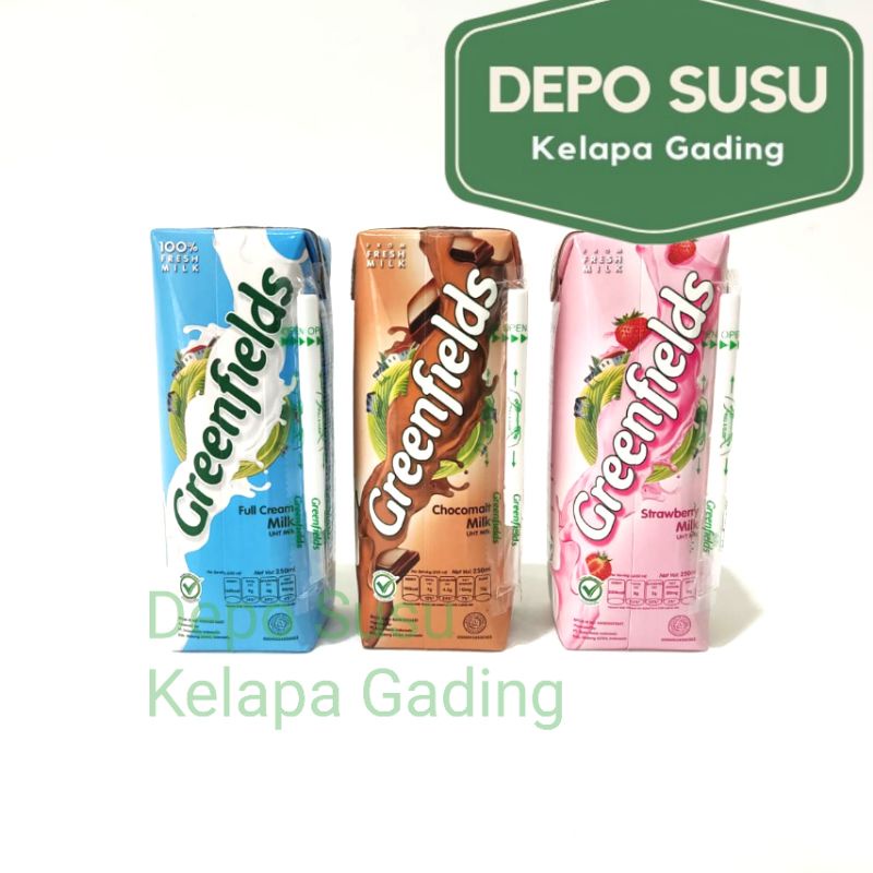 Susu Greenfields UHT 250 ml Full Cream Coklat Strawberry Milk | Greenfield 250ml Choco Malt Fresh