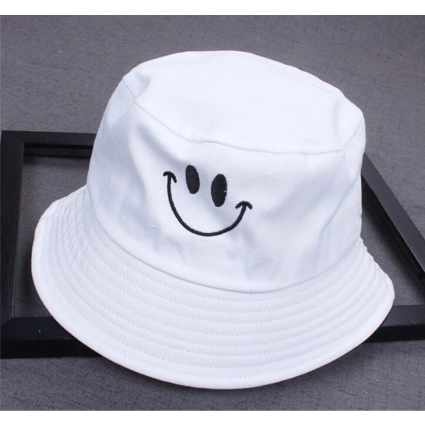 promo diskon_Topi bucket atau buckethat motif bordir smile