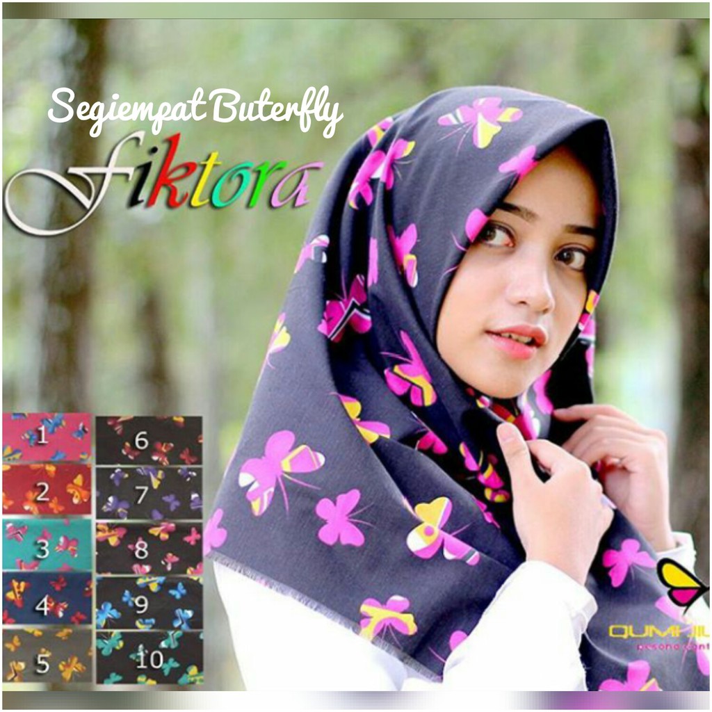 Jilbab Segiempat Butterfly Fiktora / Segiempat Kupu