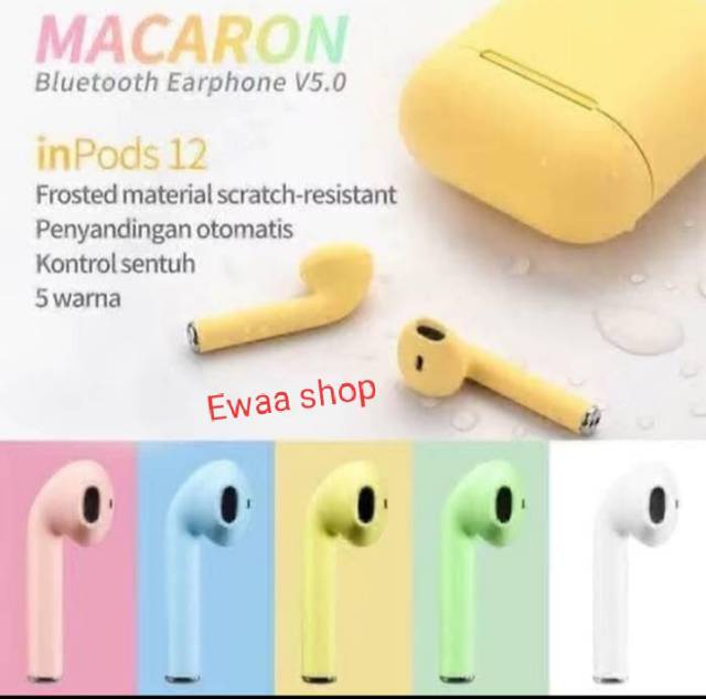 HEADSET BLUETOOTH 5.0 WIRELES I12 MACARON TWS