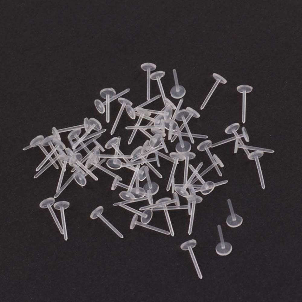 50 Pcs / Pak Anting Stud Pengganti Bahan Plastik Transparan Anti Alergi Untuk Membuat Perhiasan