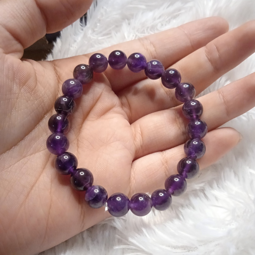 Gelang Batu Natural Kecubung Amethyst 6/8/10/12/14mm