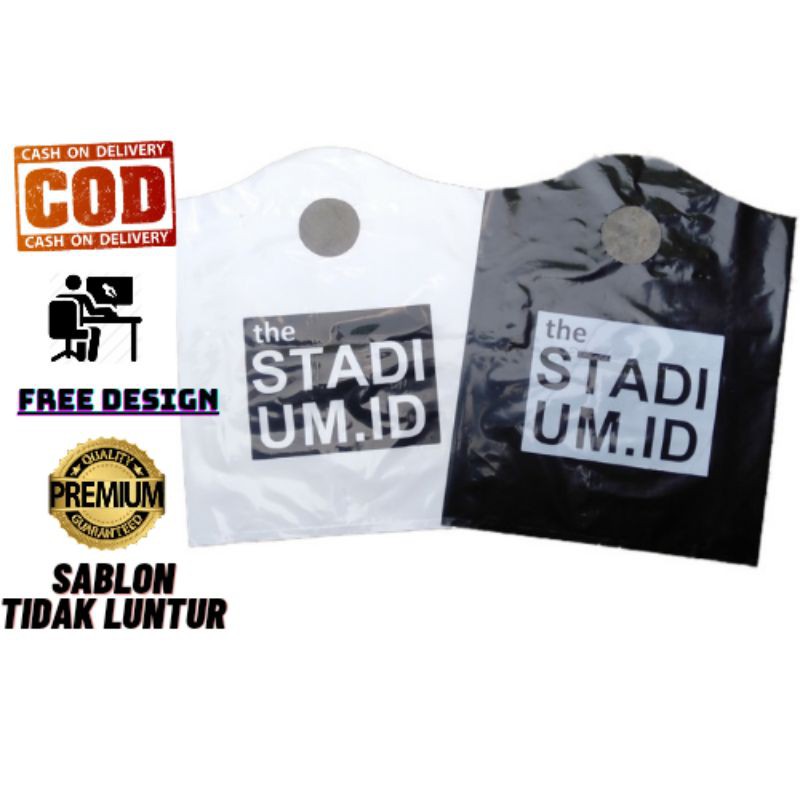 SABLON PLASTIK PE GUNUNG GLOSSY BAHAN TEBAL ( Putih &amp; hitam ) Min 100pcs