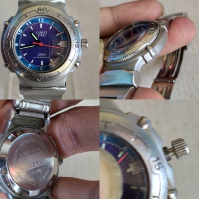 PRELOVED JAM GUESS STEEL DIVER 200m second bekas