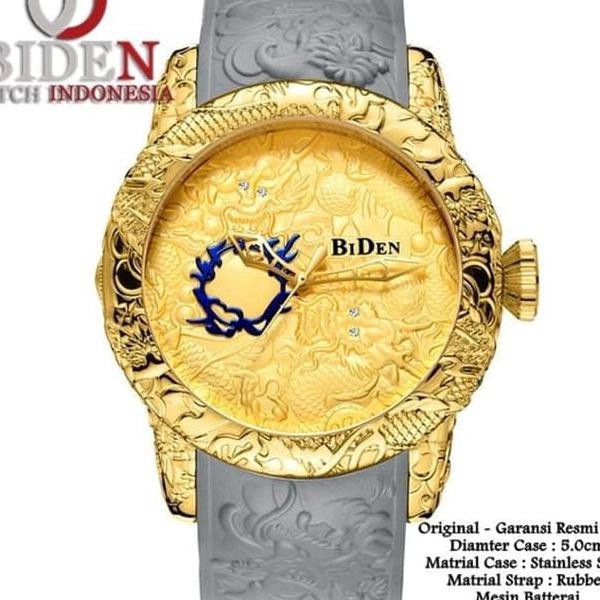 Jam Tangan Pria Biden Original 0129 - Gold Grey unisex