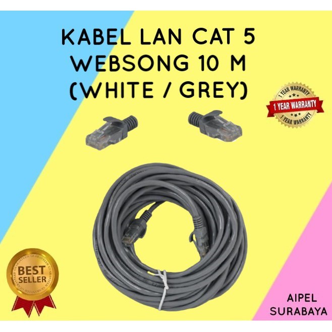 KL5W10 | KABEL LAN CAT 5 WEBSONG 10 M ORIGINAL (WHITE / GREY)