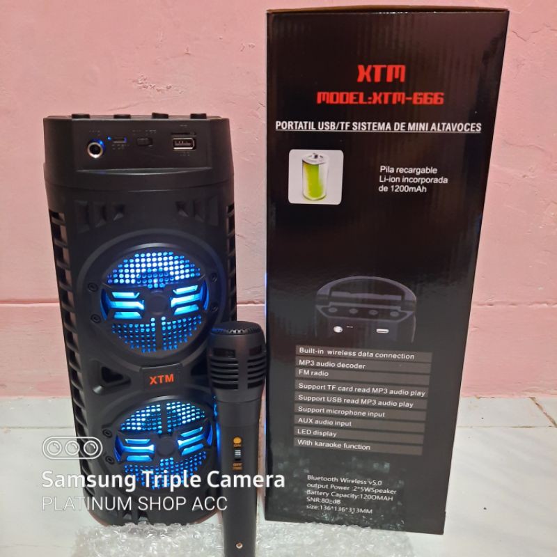 SPEAKER BLUETOOTH BONUS MIC KARAOKE/SALON AKTIF PORTABLE SUPER BASS WIRELESS SPEKER USB LED