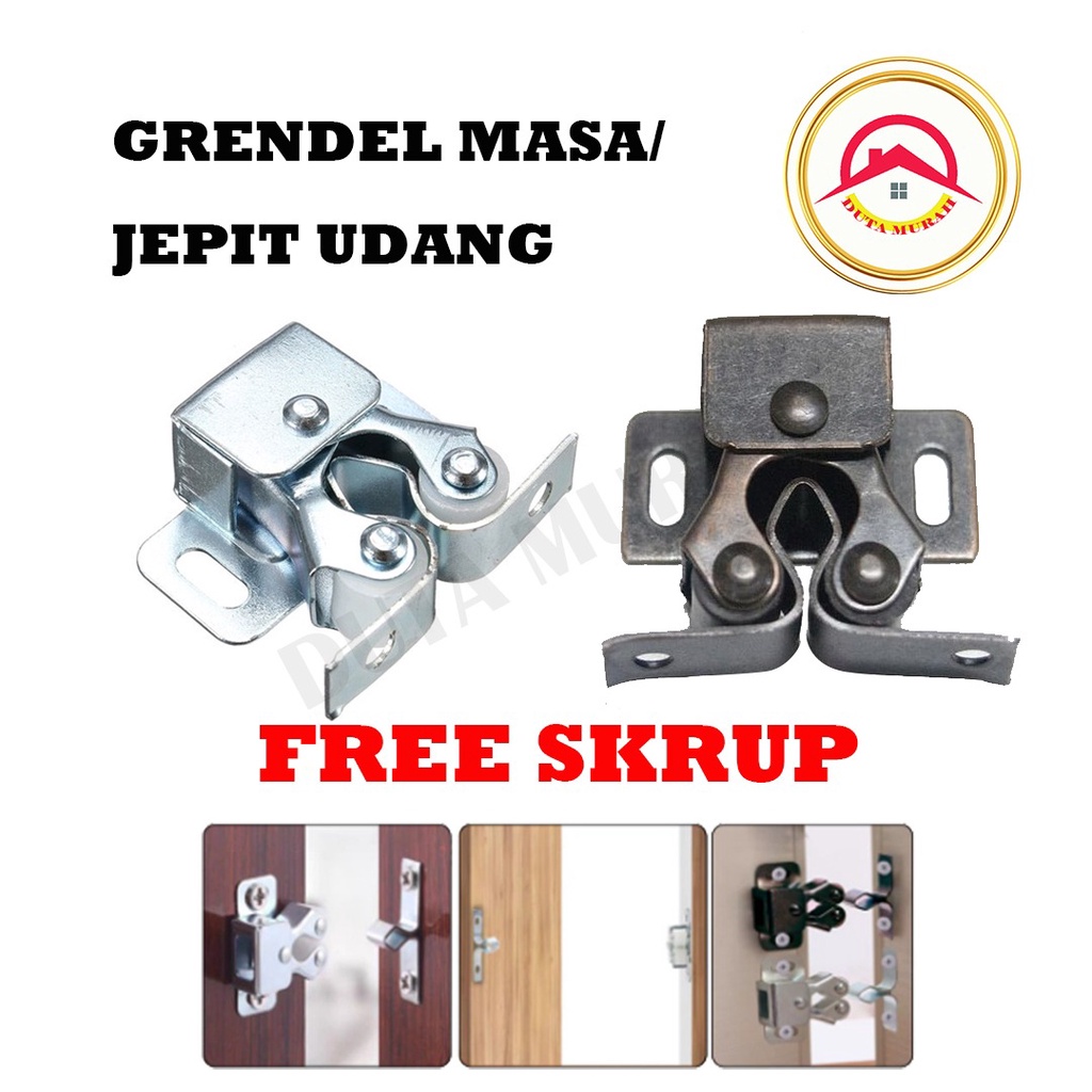 Capit Udang  Japit Udang Jepit Pintu Pengait Pintu Lemari Roller Catches Keces (200 pcs), Free Skrup